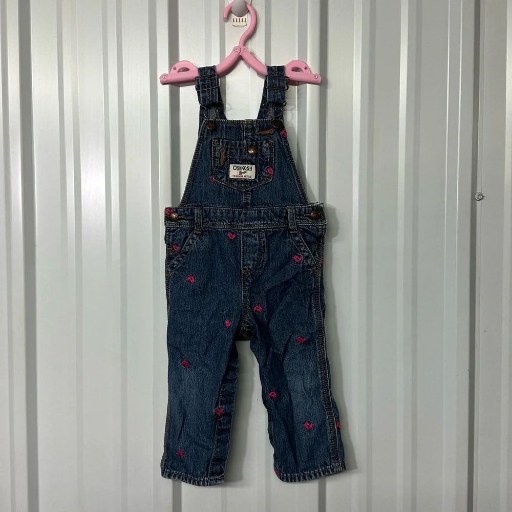 Vintage Oshkosh B’Gosh Vestbak Denim Overalls Infant Girl 12M Classic 90s